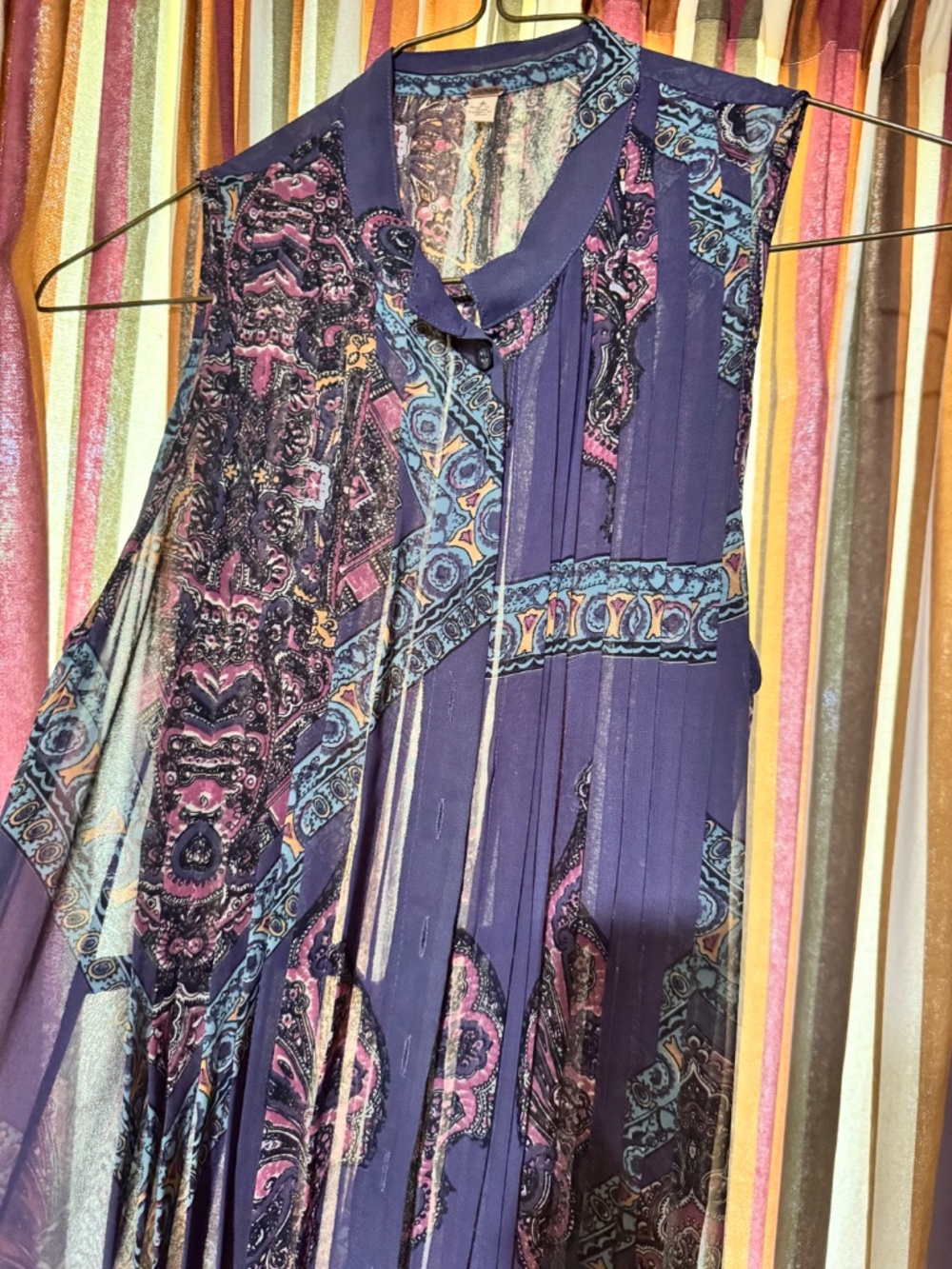 Free People Intimately "Night Shimmers" Sheer Pleated Lounger Jumpsuit - Size 6 - Picture 4 of 5